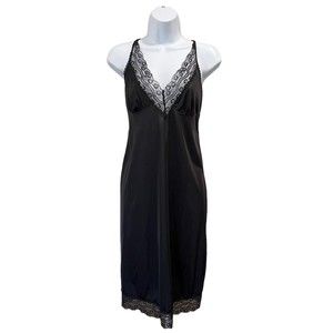 Femipant Silk Black Lace Sleepwear Dress Women’s One Size